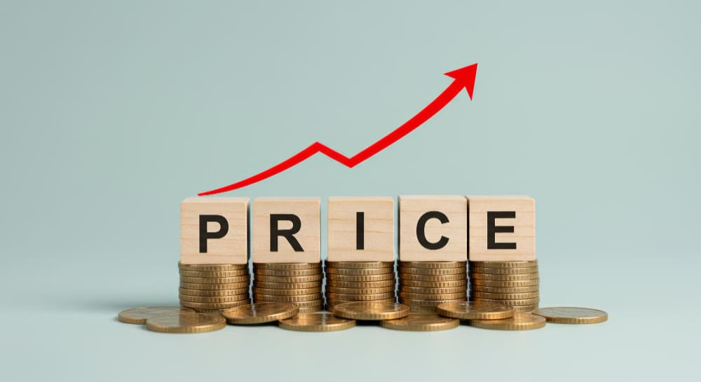 Rising price growth with stacked coins