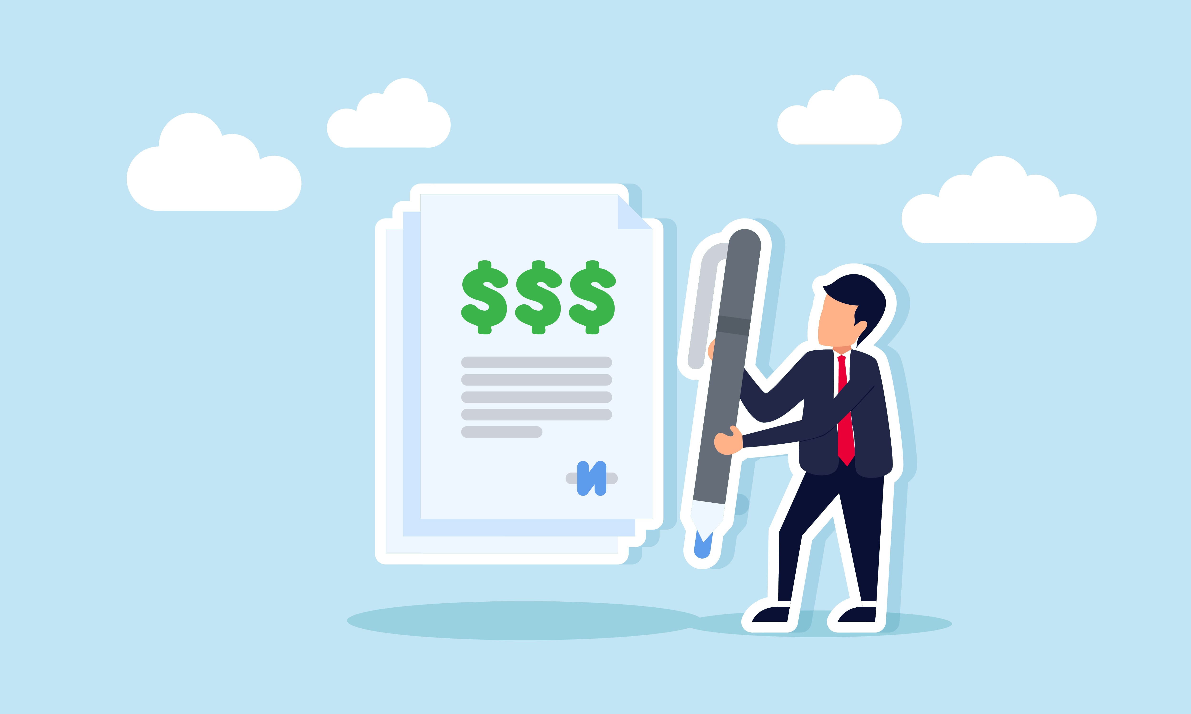 Businessman signing financial contract