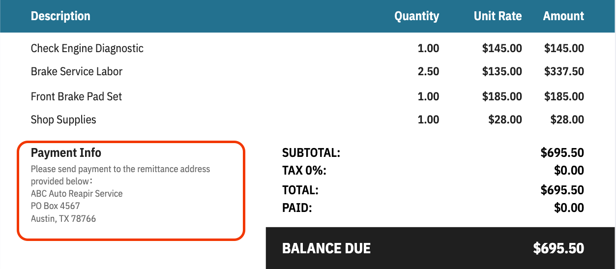 Remittance Address
